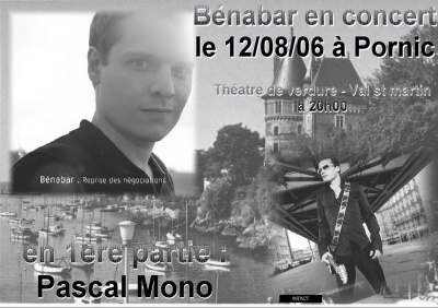 Pascal mono en premiere partie du concert de Benabar